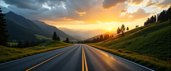 Wall Mural - Natural landscape with road