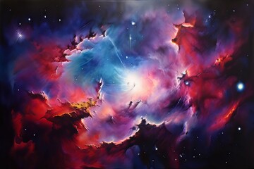 Poster - airbrush painting of a cosmic nebula