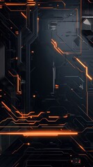 Poster - A flat cybernetic backdrop with dark orange accents for creative projects. Generative AI