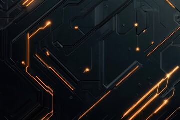 Poster - Dynamic flat cybernetic backdrop in dark orange tones enhancing modern design. Generative AI
