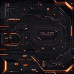 Poster - Flat cybernetic backdrop featuring vibrant dark orange and black design elements. Generative AI