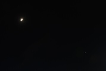 Wall Mural - half moon and venus arranging on sky in night