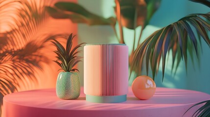 Poster - Summer Product Display with Pink  Green and Orange Elements