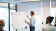 © N7 - Employee Idea Pitch Blur - Blurred background capturing an idea pitch session with employees presenting.
