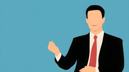 Poster - Businessman Presenting  Minimalist Illustration  Blue Background