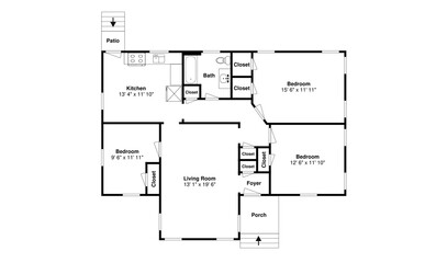 Naklejka na meble 3 bedroom floor plan 2D