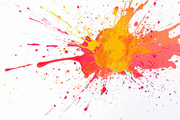 Fototapete - Colorful paint splashes on a white canvas creating dynamic art