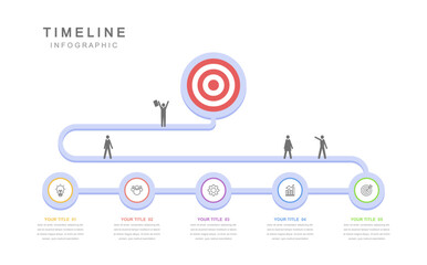 Wall Mural - business road map timeline infographic concept. with icons and 5 options, workflow layout, diagram, 