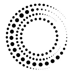 Wall Mural - halftone dotted speed lines circle. geometric art in circle form. round swirl movement symbol. halft