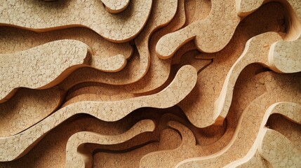 Poster - Abstract Wooden Texture with Flowing Curves and Organic Shapes Designed for Unique Backgrounds and Artistic Projects in Natural Tones