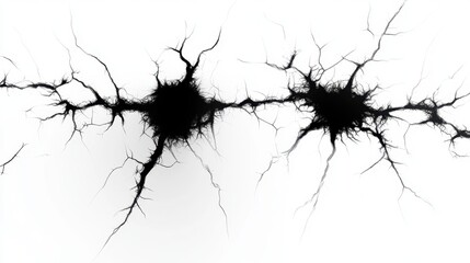 Poster - Abstract black and white illustration of neural connections resembling branches, featuring intricate patterns and organic shapes, perfect for scientific, educational, or artistic themes.