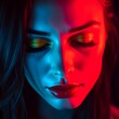 © Kasun - Vibrant Neon Portrait with Dramatic Lighting