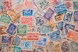 © mehaniq41 - Selective focus on a collection of fictional used postage postmarks and stamps. Neural network ai generated art