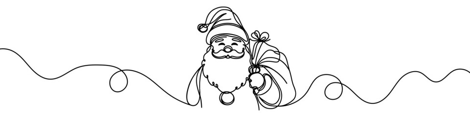 Wall Mural - continuous line drawing santa claus. christmas illustration vector.
