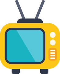 Poster - yellow retro tv with antenna up is displaying a blank screen, ready for your message