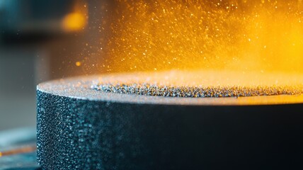 Poster - Close-Up of Automated Machines in Operation, Producing Fine Particles and Vibrant Colors, Showcasing the Intricate Process of Manufacturing in a Dynamic Environment