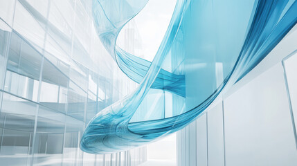 Wall Mural - abstract fantasy architecture with transparent glass and blue elements