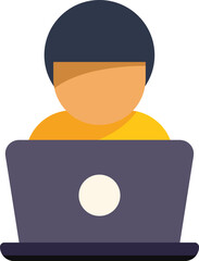 Fototapete - Young professional is using a laptop computer in this colorful illustration