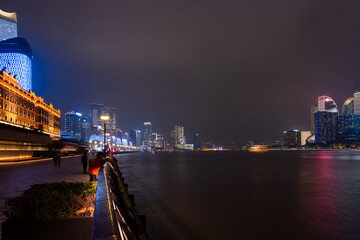 Wall Mural - Shanghai colorful skyline at night in China 