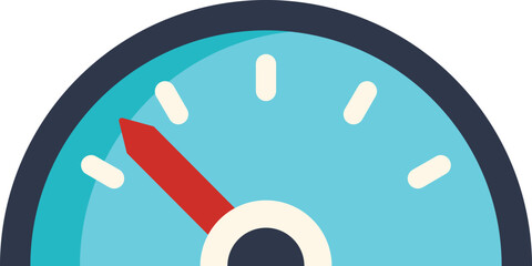 Poster - minimalist speedometer with needle pointing at almost maximum speed on white background