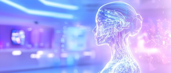 Poster - A woman's face is shown in a computer generated image