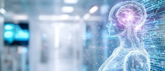 Poster - A woman's head is shown in a computer generated image