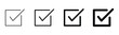 © Charles stockio - check box icon with correct with different line width. approved symbol. accept checkmark icons green tick box, check list square frame sign.