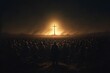 © A2Z AI  - Group of People Gathered in Front of a Cross at Night - A Powerful Scene of Unity, Faith, and Reflection