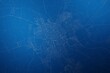 © Hairem - Stylized map of the streets of Groningen (Netherlands) made with white lines on abstract blue background lit by two lights. Top view. 3d render, illustration
