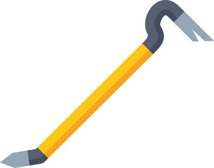 Poster - crowbar with yellow handle lying on its side, a hand tool used for prying and pulling nails