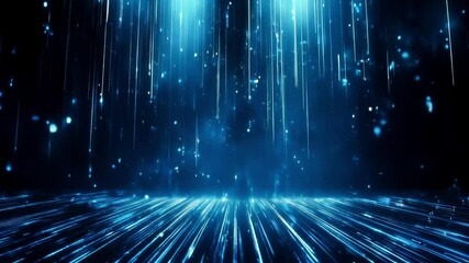 Poster - Futuristic Blue Digital Rain with Particle Lines in a HighTech SciFi Environment : Generative AI