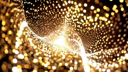 Poster - Golden Glowing Abstract Light Bokeh Background With Bright Sparkles : Generative AI