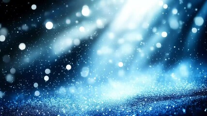 Poster - Blue Glittering Abstract Background with Sparkling Bokeh Light Effects : Generative AI