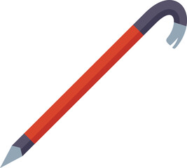 Poster - red crowbar tool with grey handle lying isolated on white background, professional construction equi