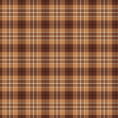 Wall Mural - Plaid repeat pattern.Checkered tartan gingham seamless pattern in brown. Geometric graphic vector illustration background design for fabric and prints.