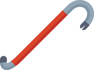 Poster - vector illustration of a red crowbar with a metal hook end up, isolated on a white background