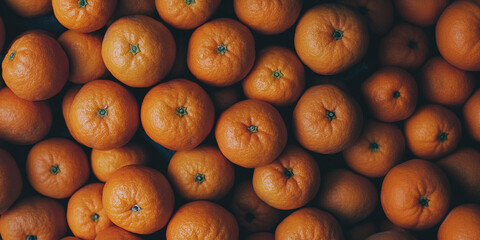 Wall Mural - Fresh raw ripe sweet tangerines mandarins citrus fruits.Top view.AI Generative.