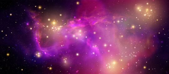 Wall Mural - Space vector background with realistic nebula and shining stars. Magic colorful galaxy with stardust