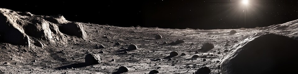 Wall Mural - a desolate landscape with a large rock in the foreground. the sky is dark and the stars are visible