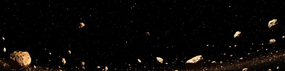 Poster - A black background with a lot of rocks scattered around. The rocks are of different sizes and are spread out across the image