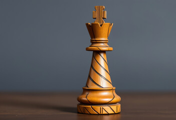 isolated brown wooden chess piece king