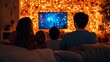 © pongtap - Family enjoys cozy movie night amidst twinkling lights