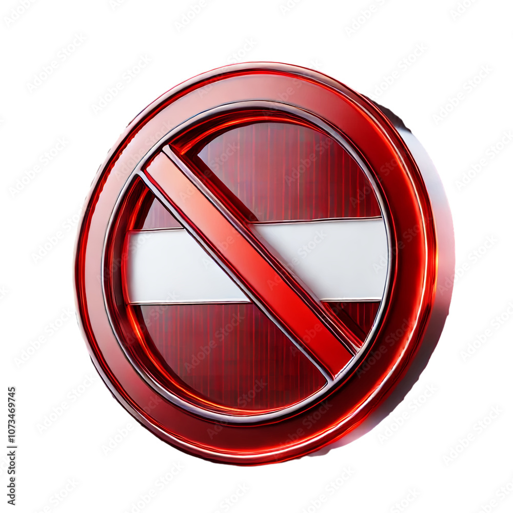3D Red Prohibition Sign 'No Entry' Isolated on Transparent Background ...