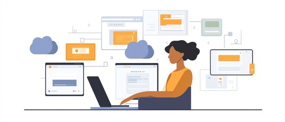 Poster - A person interacting with a laptop