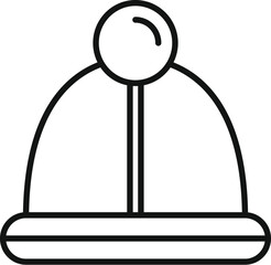 Poster - simple line icon of a winter hat featuring a prominent pompom, providing warmth and style in cold we