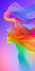 Poster - A mesmerizing blend of colors creates the silhouette of a woman's profile, evoking feelings of dreaminess and serenity, with soft hues flowing seamlessly into one another.
