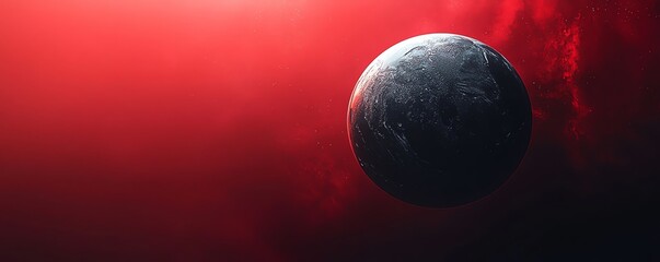 Wall Mural - futuristic digital planet sphere against a red gradient background, blending from red to black, evok