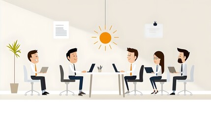Leinwandbilder - of a business coaching session with a manager guiding and mentoring team members in a corporate office setting using a art style
