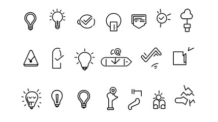 Poster - Feedback icon set in outline style including rating scale and user review symbols on a clean white background  for user experience customer management and data visualization applications