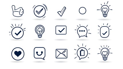 Aufkleber - Customer review icons in a clean and minimalist line style with like dislike and comment symbols  This can be used for customer feedback ratings reviews user experience